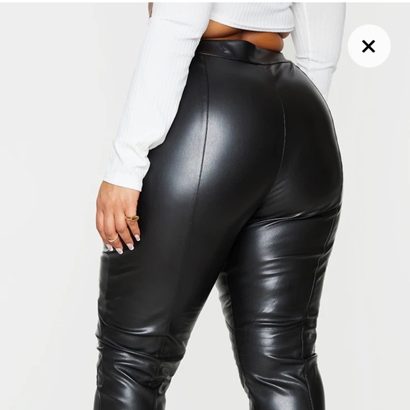 Plus leather Black PU Stitch Detail Straight Leg Pants never worn - Picture 5 of 5